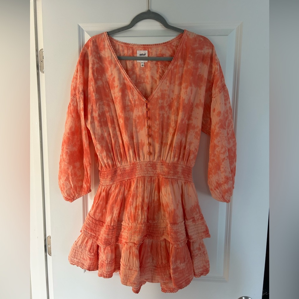 Aerie Orange Tie-Dye Dress